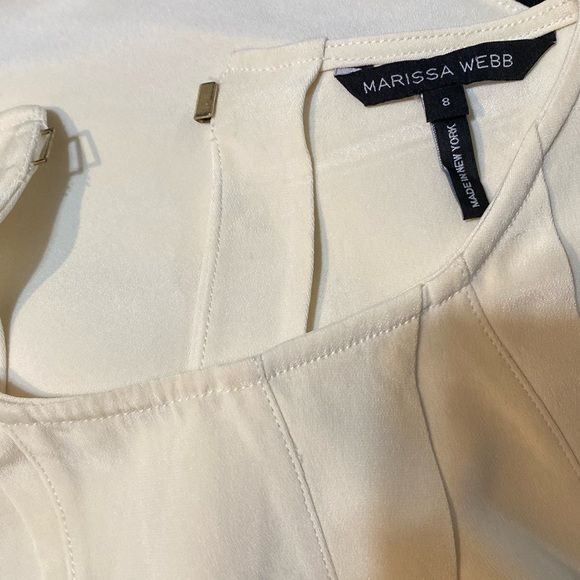 SILK MARISSA WEBB CREAM LONG CHIFFON SLEEVE BLOUSE SZ 8 - Picture 11 of 13